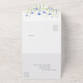 Blauwe wilde bloem Weddenschap Eco Paper Saving All In One Uitnodiging (Buitenkant)