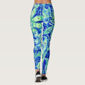 Blauwe wilde bloemen Leggings (Achterkant)