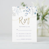 blauwe wilde bloemen RSVP bruiloft (Staand voorkant)