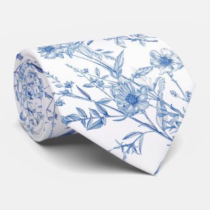 blauwe wilde bloemen stropdas