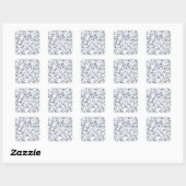 blauwe wilde bloemen vierkante sticker (Vel)