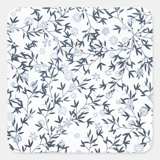 blauwe wilde bloemen vierkante sticker (Voorkant)