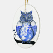 Blauwe wilde boomgaard keramisch ornament (Links)