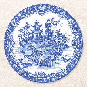 Blauwe Wilde Isle of Turtles Whimsical Garden Ronde Kartonnen Onderzetter