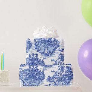 Blauwe wilde konijn Deer Fox Bird Toile Art Cadeaupapier