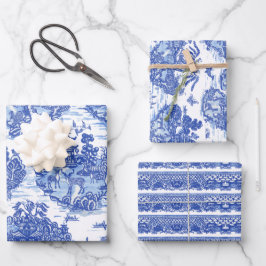 Blauwe wilde konijn Deer Fox Bird Toile Art Inpakpapier Vel