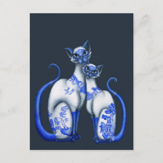 Blauwe wilde Siamese katten Briefkaart