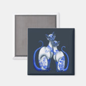 Blauwe wilde Siamese katten Magneet (Voorkant / Achterkant)