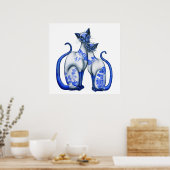 Blauwe wilde Siamese katten Poster (Keuken)