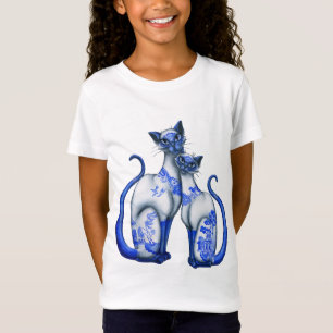 Blauwe wilde Siamese katten T-shirt