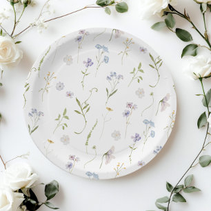 Blauwe Wildflower Floral elegante Baby Boy douche Papieren Bordje