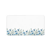 Blauwe Wildflowers Blank DIY Print Trouwadres Etiket (Voorkant)