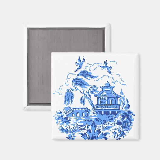 Blauwe Wilg China Design Magneet v2 (Voorkant / Achterkant)