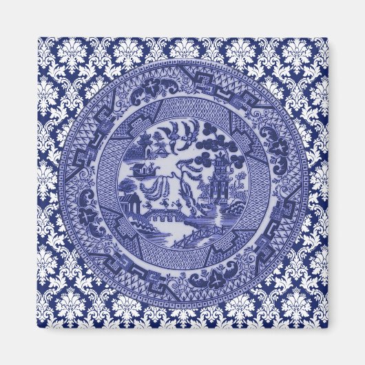 Blauwe Wilg China Design Magneet v4 (Voorkant)