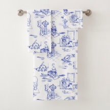 Blauwe Willow Kitty Kat Badkamer Toile