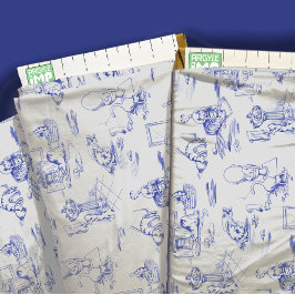 Blauwe Willow Kitty Kat Badkamer Toile Stof