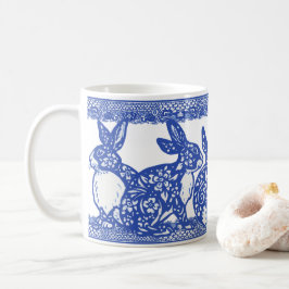 Blauwe Willow Konijn Konijn Konijn Groot Patroon W Koffiemok