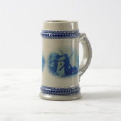 Blauwe windmolen, blauw delft paard en wagen bierpul (Voorkant rechts)