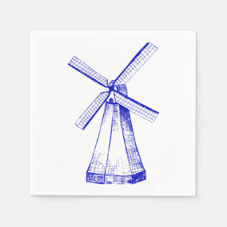 Blauwe windmolen servet