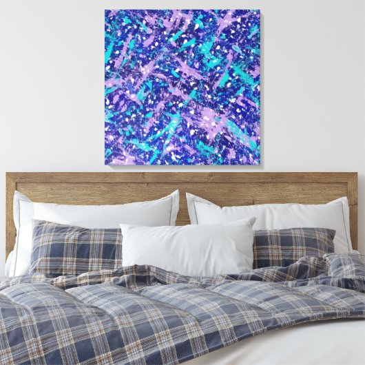 Blauwe winter Abstract Canvas Afdruk (Insitu (Slaapkamer))