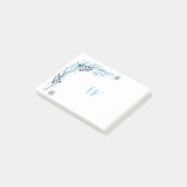 Blauwe Winter Bloemige Monogram Post-it® Notes (Schuin)
