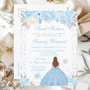 Blauwe Winter Bruin Haar Prinses Sweet Sixteen Briefkaart
