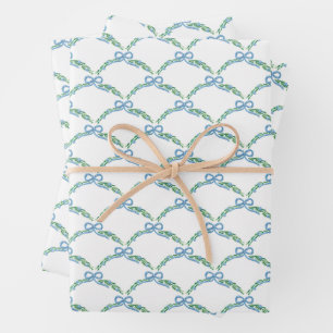 Blauwe Winter Flirt Coastale Boog Guirlande Inpakpapier Vel