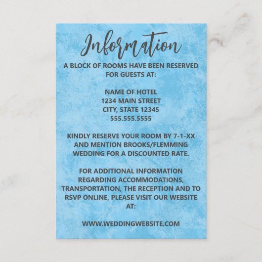 Blauwe Winter Frost Bruiloft Behuizing Kaart (Voorkant)