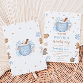 Blauwe Winter Jongen Baby Borrel Kaart