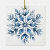 Blauwe Winter Kerstboom Gouden Ster Keramisch Ornament (Achterkant)