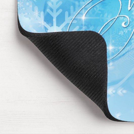 Blauwe winter kerstmis Mousepad Muismat (Hoek)