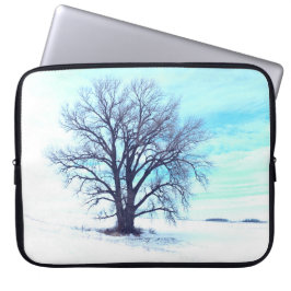 Blauwe winter laptop sleeve