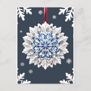 Blauwe Winter Magie ✨ Sneeuwvlok Elegantie Vakanti Briefkaart