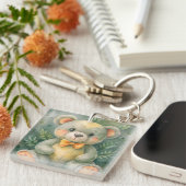 Blauwe winter met herten sleutelhanger (Voorkant Rechts)