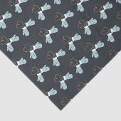 Blauwe winter Mittens met hartpatroon Tissuepapier (Detail)