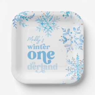 Blauwe Winter Onederland Feestborden Papieren Bordje