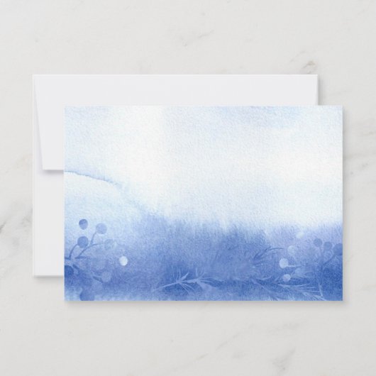 Blauwe Winter Pine takken en bessen RSVP-kaart RSVP Kaartje (Achterkant)
