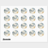 Blauwe Winter Pine Tree Forest Wedding Dank u Ronde Sticker (Vel)
