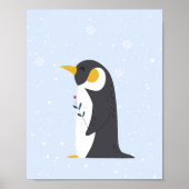 Blauwe Winter | Pinguïn Arctisch Dieren Nursery De Poster (Voorkant)