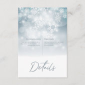 Blauwe Winter Sneeuw Moderne bruiloft Details Informatiekaartje (Voorkant)