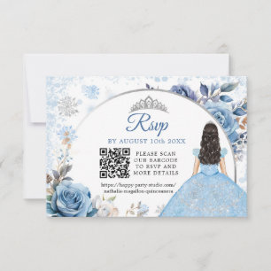 Blauwe Winter Sneeuwvlok Mis Quince QR Code RSVP