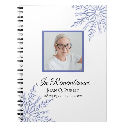 Blauwe Winter Sneeuwvlokken Viering van het Leven Notitieboek (Voorkant)