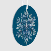 Blauwe winter Snowflake Kerstmis Ornament (voorkant)