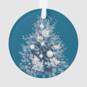 Blauwe winter Snowflake Kerstmis Ornament (achterkant)
