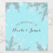 Blauwe Winter Wonderland Elegante sneeuwvlokken wi Wijn Etiket (Enkel label)