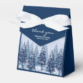 Blauwe Winter Wonderland Pine Kerstbruiloft Bedankdoosjes (Voorkant Zijde)