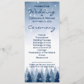 Blauwe Winter Wonderland Pine Kerstbruiloft Programma (Voorkant)