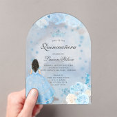 Blauwe Winter Wonderland Quinceanera uitnodiging Acryl Uitnodigingen (Insitu (Draagbaar))