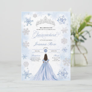 Blauwe Winter Wonderland Sneeuwvlok Quinceanera Kaart