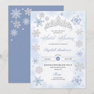 Blauwe Winter Wonderland Sneeuwvlok Zoet 16 Kaart